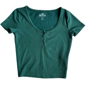 Hollister Baby Tee Green Tight Fit Top
